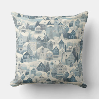 Coussin Charme scandinave Nordic Snow Winter Ville Motif