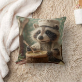 Coussin Charming and Cute Raccoon Chef Stirring a Bowl (Couverture)