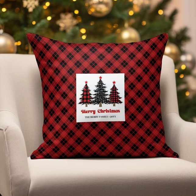 Coussin Charming Buffalo Check Christmas Trees Pillow (Charming Buffalo Check Christmas Trees Pillow)