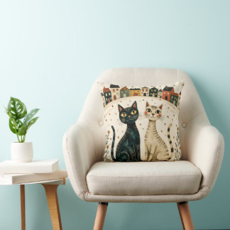 Coussin Charming Cats Throw Pillow