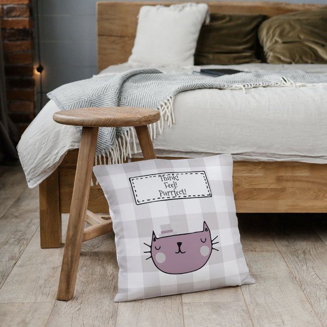 Coussin Charming Chat Purrfect Buffalo plaid (Charming Cat Lover's Purrfect Buffalo Plaid Throw Pillow front)