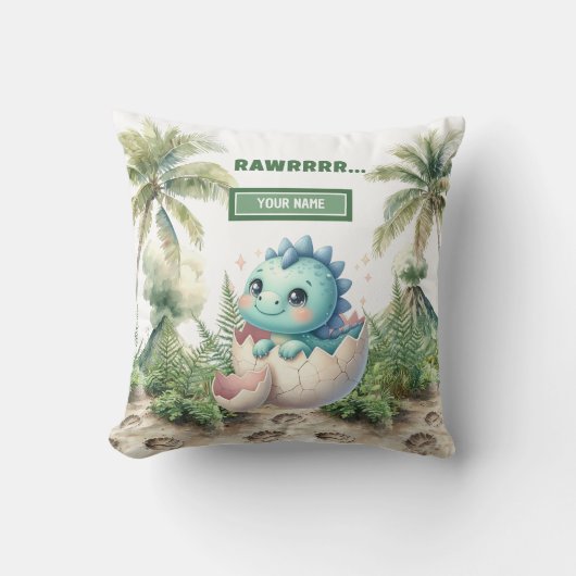 Coussin Charming Hatching Bientôt bébé Dinosaur Nursery (Recto)