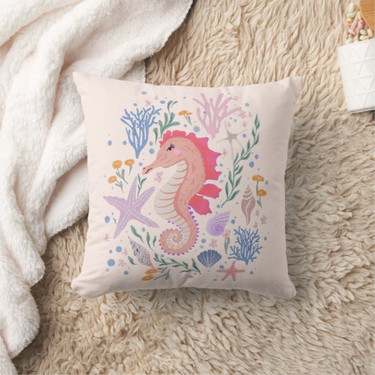 Coussin Charming Seahorse et Coral Reef (Couverture)