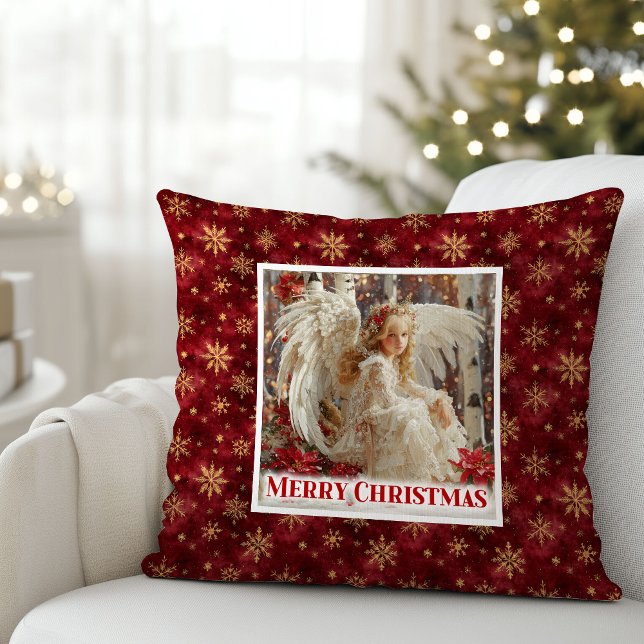 Coussin Charming Victorian Angel Red Gold Accent Christmas (Charming Victorian Angel Red Gold Accent Christmas Pillow

)