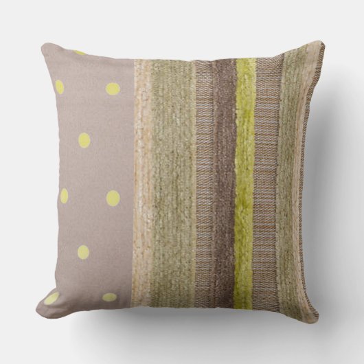 Coussin Chartreuse à rayures et à pois (Recto)