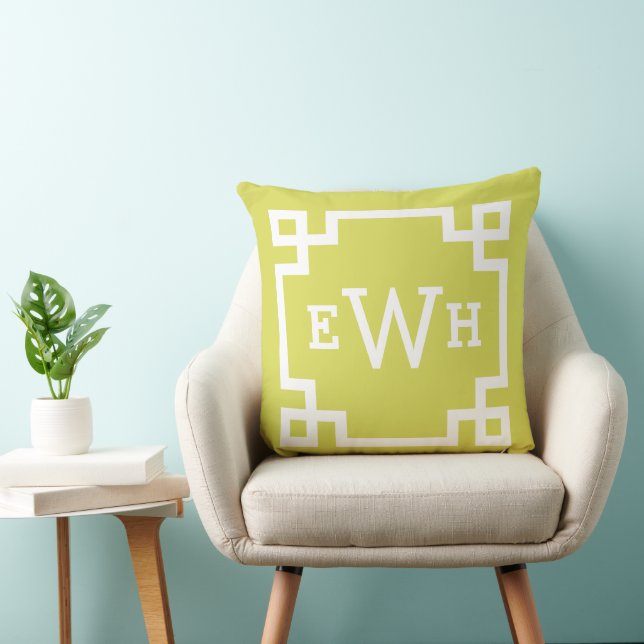 Coussin Chartreuse Grec Clé Personnalisée Monogrammes Init (Chaise)