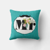 Coussin Chartreuse moderne Turquoise Mariage damassé (Verso)