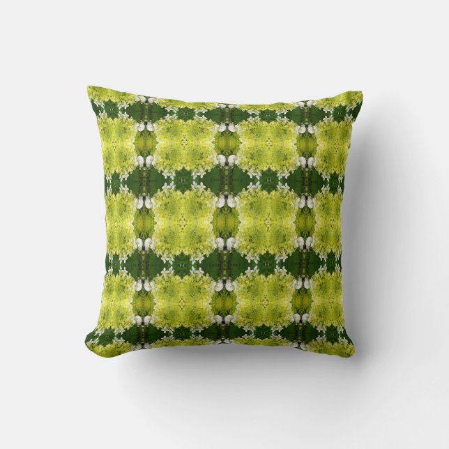 Coussin Chartreuse Vert Abstrait Hydrangea Blooms Motif (Recto)