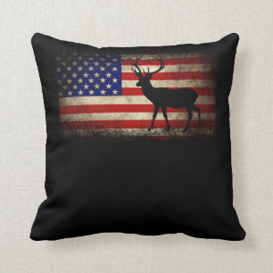 Coussin Chasse aux cerfs Drapeau américain USA Fier chasse