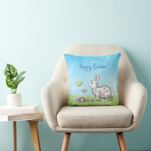 Coussin Chasse aux œufs du lapin de Pâques