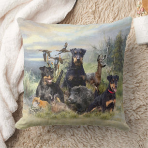 Coussin Chasse avec Jagdterriers, Art