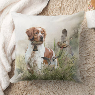 Coussin Chasse avec un chien breton, Art