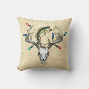 Coussin Chasse de Noël rustique Pêche Cerfs Antlers
