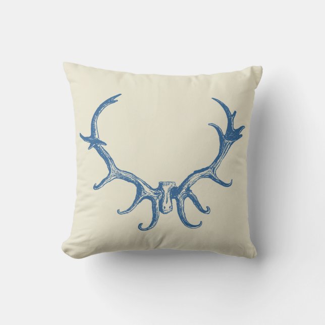 Coussin Chasse élégant Rustic Deer Antler Retro Art Stag (Recto)