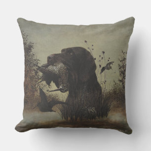 Coussin Chasse en laine avec pointeur À poils durs alleman