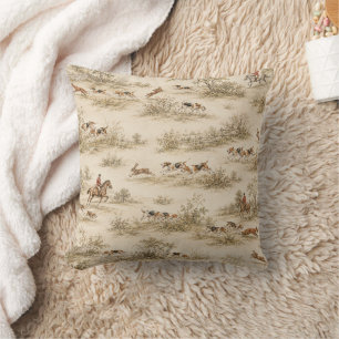 Coussin Chasse Traditionnelle au Renard avec des Foxhound