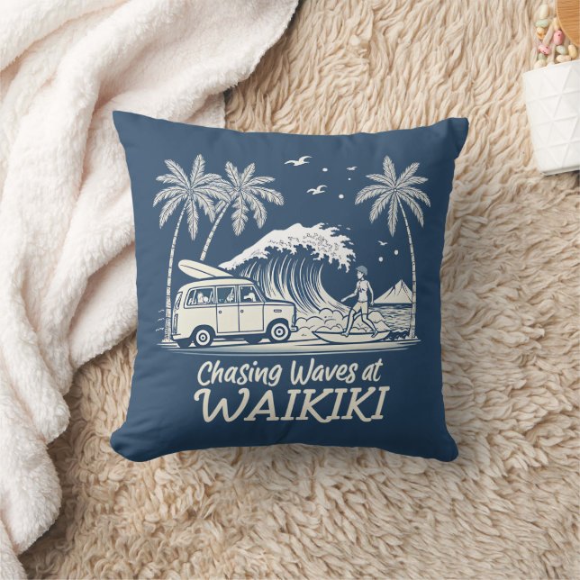 Coussin Chasser les vagues à Waikiki (Couverture)