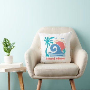 Coussin Chasseur de coucher de soleil Retro Boho