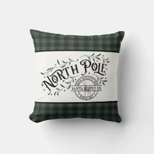 Coussin Chasseur Plaid à bison vert et noir - Pôle Nord