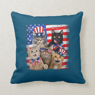 Coussin Chat 4 juillet Freedom Joue le drapeau américain