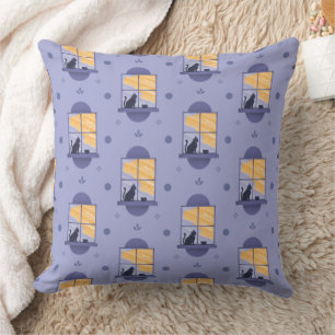 Coussin Chat à la fenêtre motif lavande