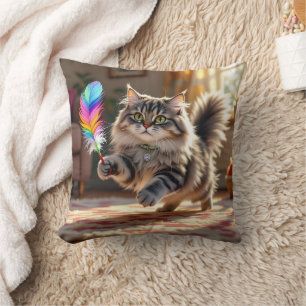 Coussin Chat à la luffée mignonne à la recherche d'une plu