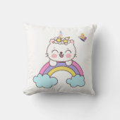 Coussin Chat à licorne mignon sur l'oreiller à lancer arc- (Recto)