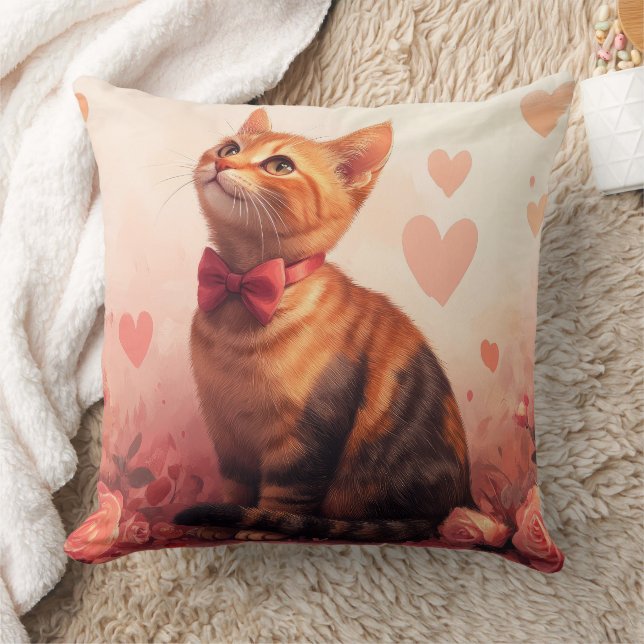 Coussin Chat abyssinien avec Rose - Saint Valentin (Couverture)