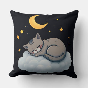 Coussin Chat adorable endormi sur un nuage