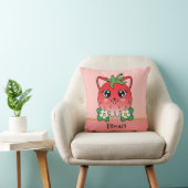 Coussin Chat Adorable Kawaii Fraise (Chaise)