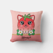 Coussin Chat Adorable Kawaii Fraise (Recto)