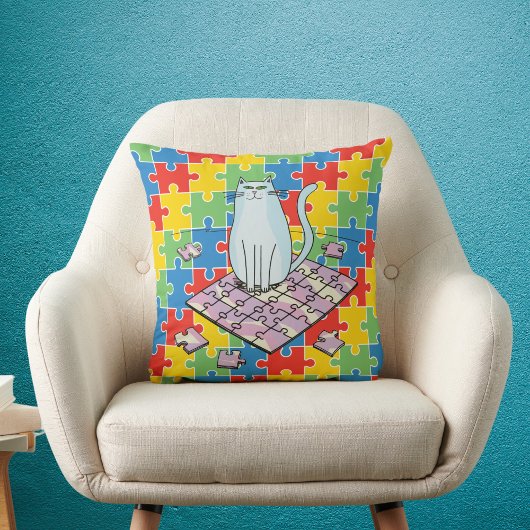 Coussin Chat aimant Jigsaw Puzle Mad