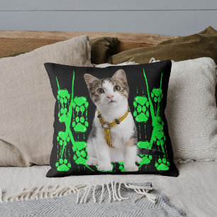 Coussin Chat animal de compagnie photo lime motif noir per