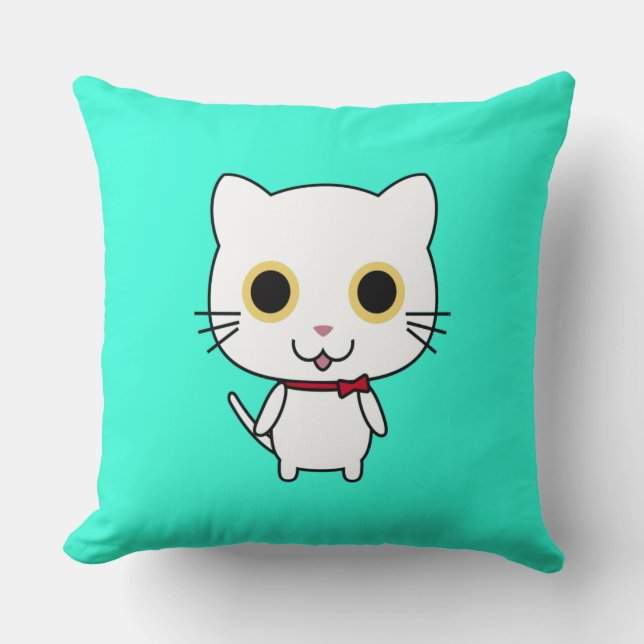 Coussin Chat anthropomorphe blanc Clipart (Recto)