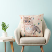 Coussin Chat aquarelle personnalisé pois enfant rose pépin (Chaise)