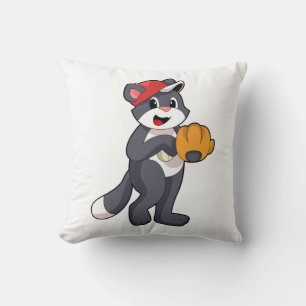 Coussin Chat au baseball avec gant de baseball.PNG