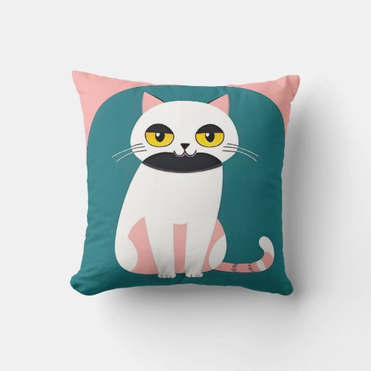 Coussin Chat aux couleurs vives et à l'expression joyeuse (Recto)
