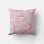 Coussin Chat avec chapeau de Père Noël rose Noël (Verso)
