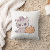 Coussin Chat avec chapeau de sorcière et citrouille souria (Couverture)