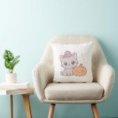 Coussin Chat avec chapeau de sorcière et citrouille souria (Chaise)
