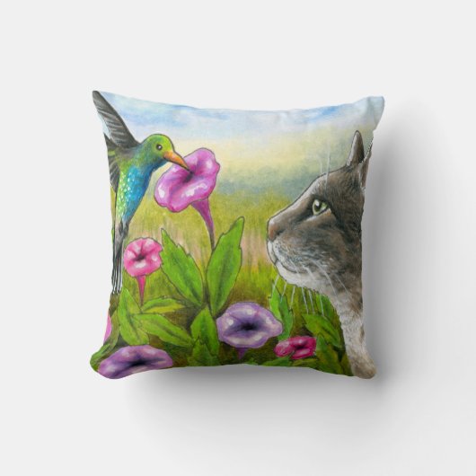Coussin Chat avec colibri 591 (Recto)