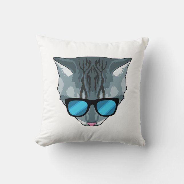 Coussin Chat avec lunettes de soleil (Recto)