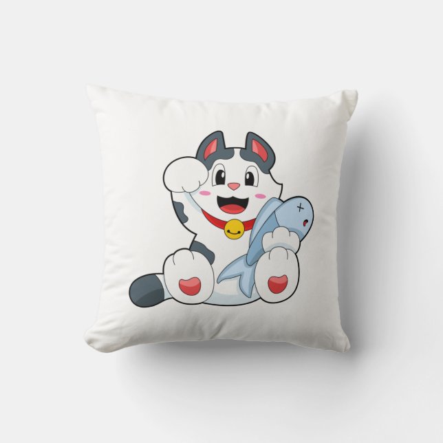 Coussin Chat avec poisson (Recto)