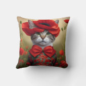 Coussin Chat avec une robe faite de coquelicot (Verso)