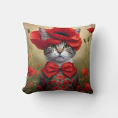 Coussin Chat avec une robe faite de coquelicot (Recto)