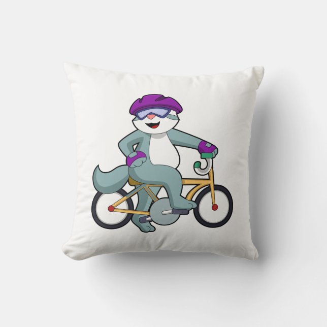 Coussin Chat avec vélo (Recto)