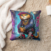 Coussin Chat Badass - Feline urbaine de style rue avec Gra (Couverture)