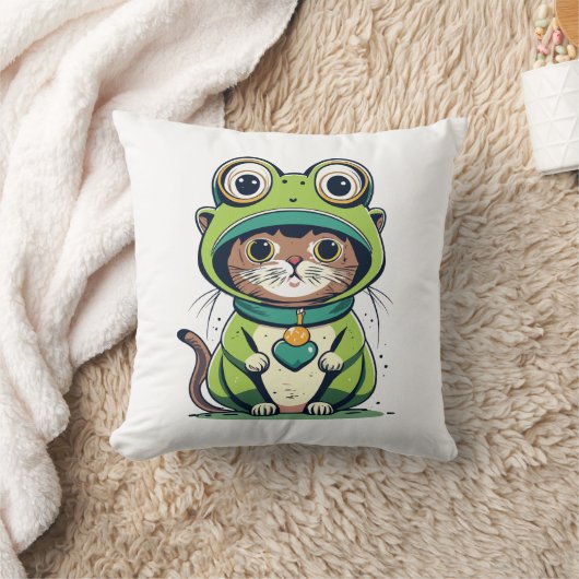 Coussin Chat bébé mignon avec Casquette de grenouille (Couverture)