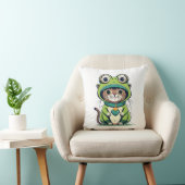Coussin Chat bébé mignon avec Casquette de grenouille (Chaise)
