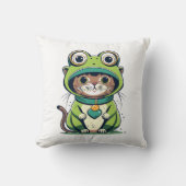 Coussin Chat bébé mignon avec Casquette de grenouille (Recto)